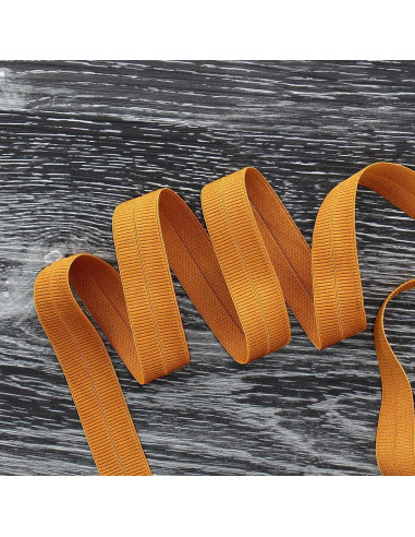 Pre-folded elastic bias tape, 20 mm wide - Ochre
