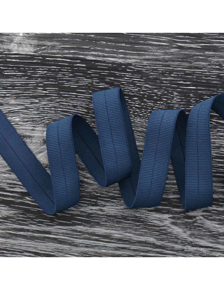Pre-folded elastic bias tape, 20 mm wide - Dark blue