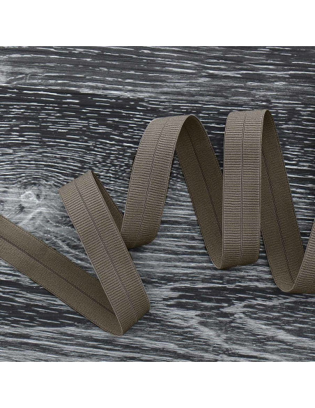 Pre-folded elastic bias tape, 20 mm wide - Dark Taupe