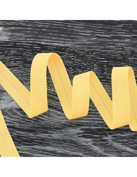 Pre-folded elastic bias tape, 20 mm wide - Straw yellow