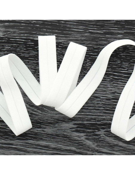 Pre-folded elastic bias tape, 20 mm wide - Off-white