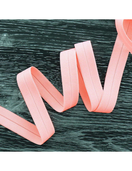 Pre-folded elastic bias tape, 20 mm wide - Baby pink