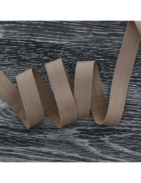 Pre-folded elastic bias tape, 20 mm wide - Taupe
