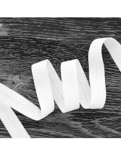 Pre-folded elastic bias tape, 20 mm wide - White