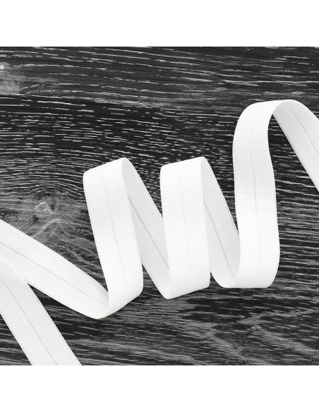 Pre-folded elastic bias tape, 20 mm wide - White