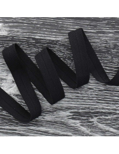 Pre-folded elastic bias tape, 20 mm wide - Black