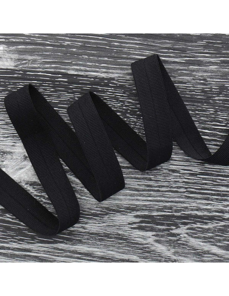 Pre-folded elastic bias tape, 20 mm wide - Black