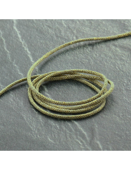 Lurex cord Saxo 2 mm - Light khaki and gold