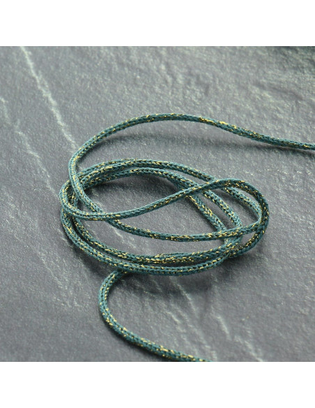 Lurex cord Saxo 2 mm - Sage green and gold