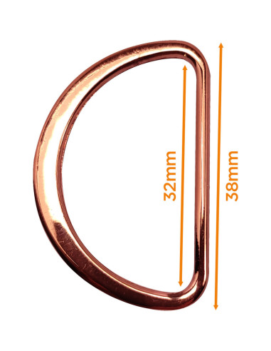 Flat welded half ring 32 mm - Rose gold