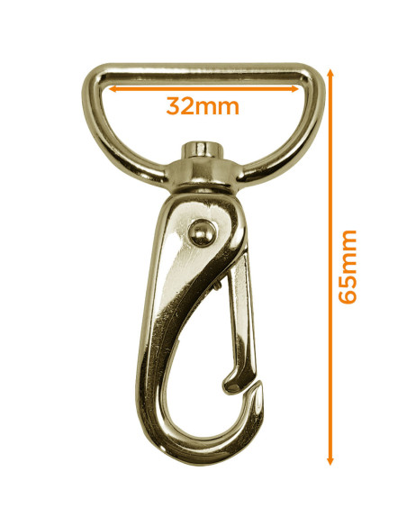 Premium metal carabiner - Yellow gold 65 x 32 mm
