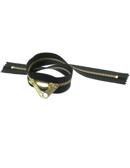 Back-to-back metal closure for bags 40 cm - Black and gold