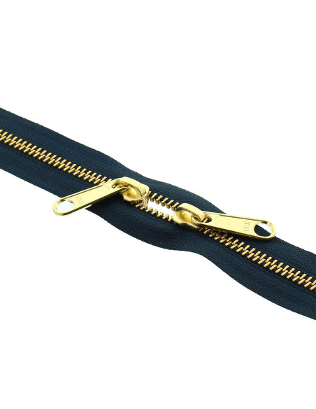 Metal back-to-back closure for bags 40 cm - Navy and gold