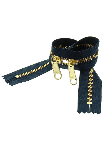 Metal back-to-back closure for bags 40 cm - Navy and gold