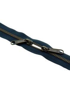Back-to-back metal closure for bags 40 cm - Navy and bronze