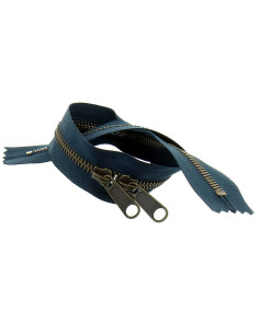 Back-to-back metal closure for bags 40 cm - Navy and bronze 2
