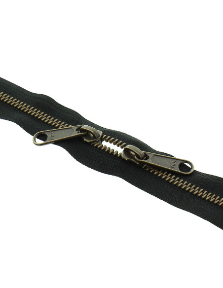 Back-to-back metal closure for bags 40 cm - Black and bronze