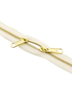 40 cm metal back-to-back closure for bags - Ecru and gold
