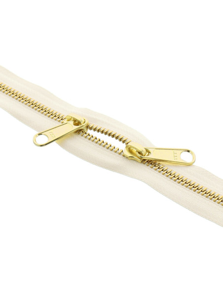 40 cm metal back-to-back closure for bags - Ecru and gold