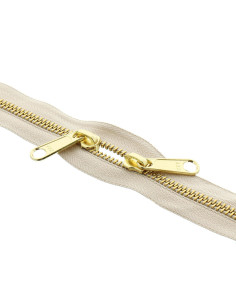 Back-to-back metal closure for bags 40 cm - Beige and gold