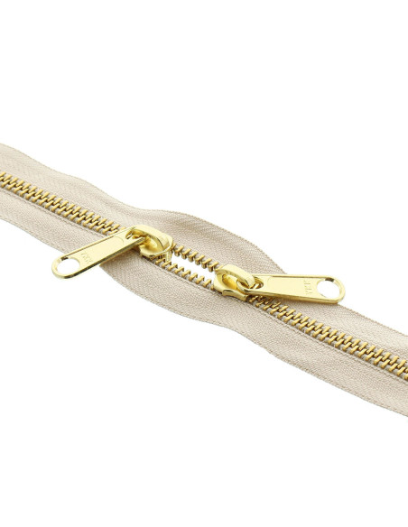 Back-to-back metal closure for bags 40 cm - Beige and gold