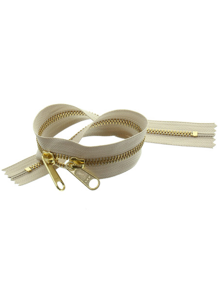 Back-to-back metal closure for bags 40 cm - Beige and gold