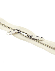 40 cm metal back-to-back closure for bags - Ecru and silver