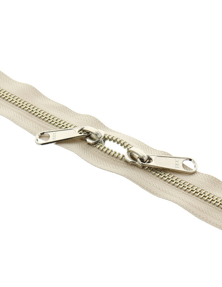 Back-to-back metal closure for bags 40 cm - Beige and silver
