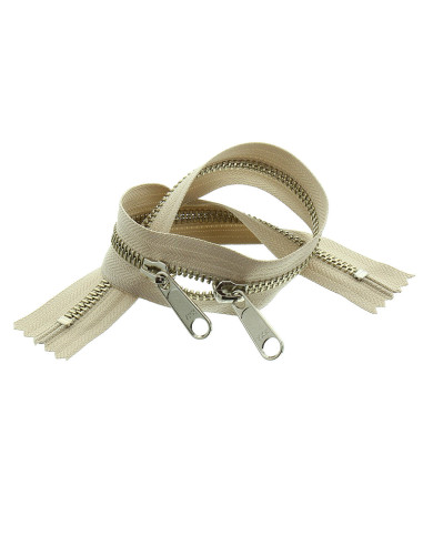 Back-to-back metal closure for bags 40 cm - Beige and silver