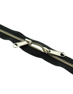 Back-to-back metal closure for bags 40 cm - Black and silver