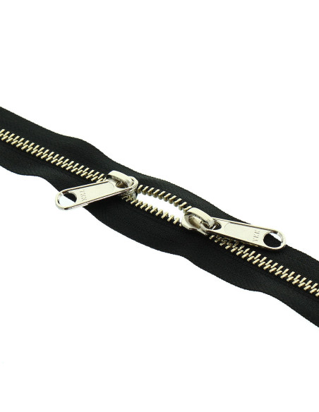 Back-to-back metal closure for bags 40 cm - Black and silver