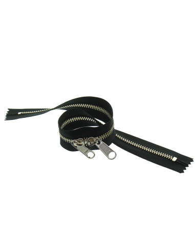 Back-to-back metal closure for bags 40 cm - Black and silver