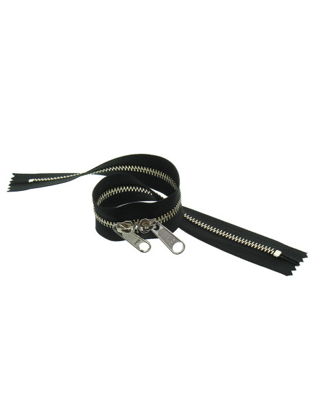 Back-to-back metal closure for bags 40 cm - Black and silver
