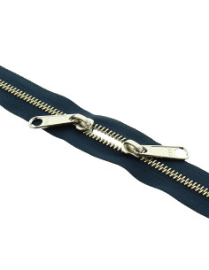 Back-to-back metal closure for bags 40 cm - Navy and silver