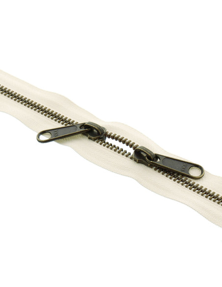 Back-to-back metal closure for bags 40 cm - Ecru and bronze