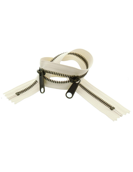 Back-to-back metal closure for bags 40 cm - Ecru and bronze