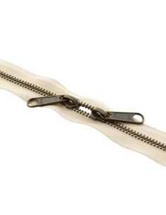 40 cm metal back-to-back closure for bags - Beige and bronze