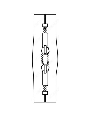 40 cm metal back-to-back closure for bags - Beige and bronze