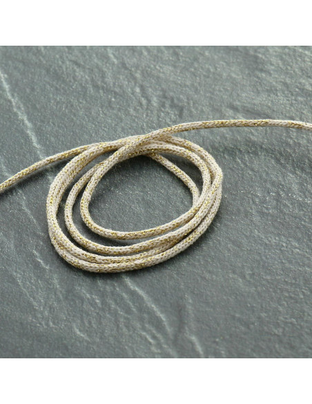 Lurex cord Saxo 2 mm - Ecru and gold