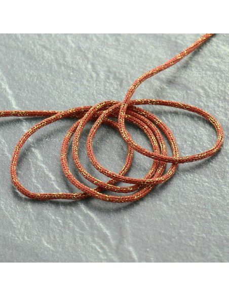 Lurex cord Saxo 2 mm - terracotta and gold