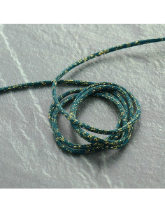 Lurex cord Saxo 2 mm - Petrol blue and gold