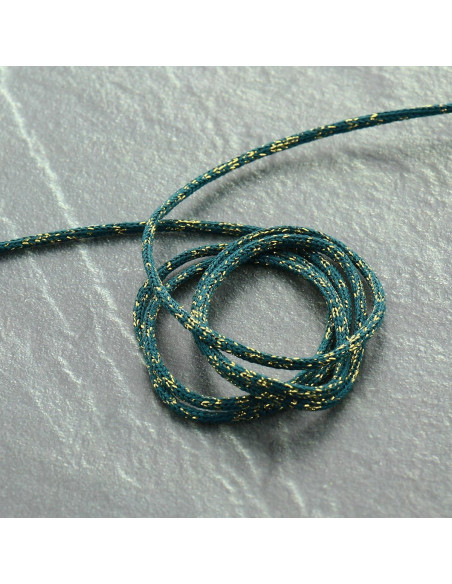 Lurex cord Saxo 2 mm - Petrol blue and gold