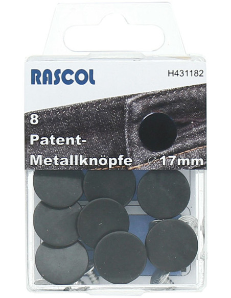 Box of 8 jeans buttons 17mm Rascol - Matte black