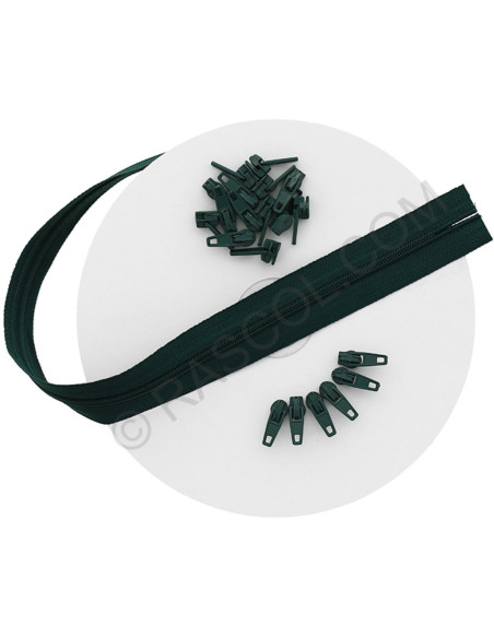 10-meter roll of nylon zipper - Bottle green