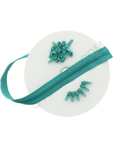 10-meter roll of nylon zipper - Emerald green