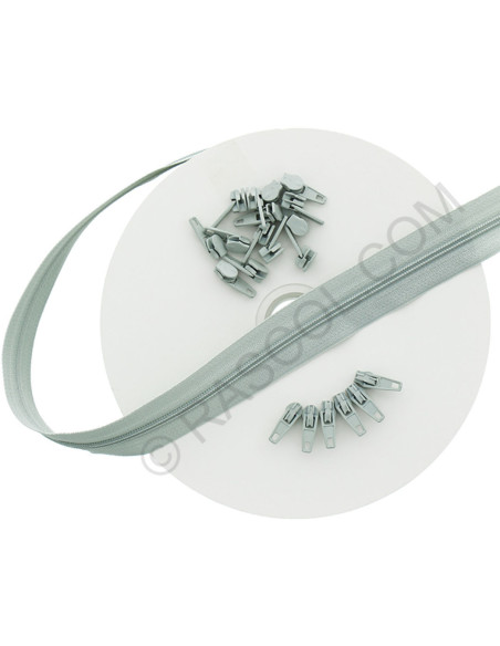 10-meter roll of nylon zipper - Light gray