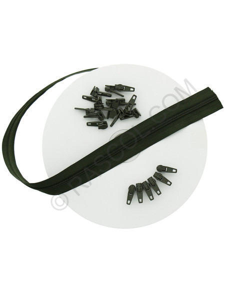 10-meter roll of nylon zipper - Khaki