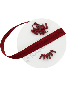 10-meter roll of nylon zipper - Dark red