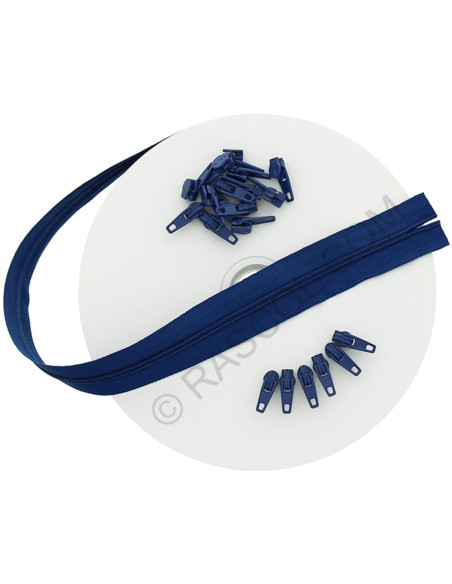 10-meter roll of nylon zipper - Royal blue