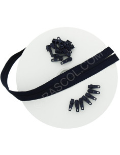 10-meter roll of nylon zipper - Navy blue